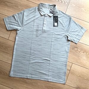 Walter Hagen Moisture Wicking Golf Polo Breathable Gray Striped Men's‎ Large NWT